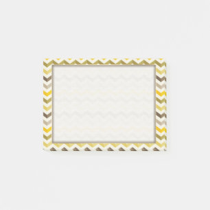 Earthtone Gold Zickzack Streifen mit Round Monogra Post-it Klebezettel