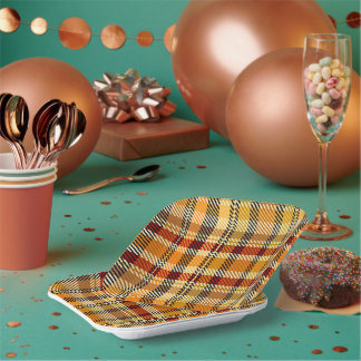 Earthtone Plaid Paper Party Plates Pappteller