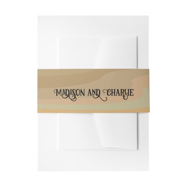 Earthtone Retro Wirbel Simple Wedding Einladungsbanderole (Vorderseite Beispiel)