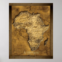 Earthy 2D Africa Map Art Poster