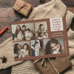 Earthy 5 Foto Collage Year Review Weihnachtsrost Feiertagskarte<br><div class="desc">Versenden Sie mit diesen fünf Foto Collage Fotokarten moderne Weihnachtsgrüße! Sie enthalten einen fröhlichen Text, der sich auf die Positiven konzentriert, obwohl das Leben manchmal schwierig sein kann. Der Haupttext lautet: "Wir tanzten, lachten, spielten, lernten, liebten", aber er kann auf andere Formulierungen angepasst werden, wenn gewünscht. Ein einfaches Farbschema von...</div>