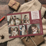 Earthy 5 Foto Collage Year Review Weihnachtswein Feiertagskarte<br><div class="desc">Versenden Sie mit diesen fünf Foto Collage Fotokarten moderne Weihnachtsgrüße! Sie enthalten einen fröhlichen Text, der sich auf die Positiven konzentriert, obwohl das Leben manchmal schwierig sein kann. Der Haupttext lautet: "Wir tanzten, lachten, spielten, lernten, liebten", aber er kann auf andere Formulierungen angepasst werden, wenn gewünscht. Ein schlichtes Farbschema aus...</div>