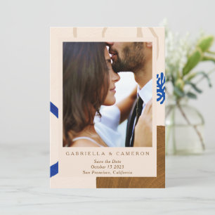 Earthy Abstrakt Fall Neutrals Blue Foto Wedding Save The Date