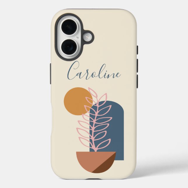 Earthy Abstrakt Geometric Botanical Personalisiert Case-Mate iPhone Hülle (Rückseite)