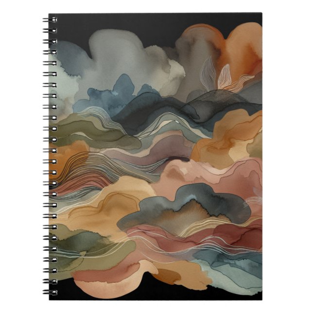 Earthy Abstrakt Watercolor Notebook Notizblock (Vorderseite)