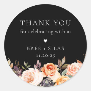 Earthy Autumn Floral Wedding Vielen Dank Runder Aufkleber