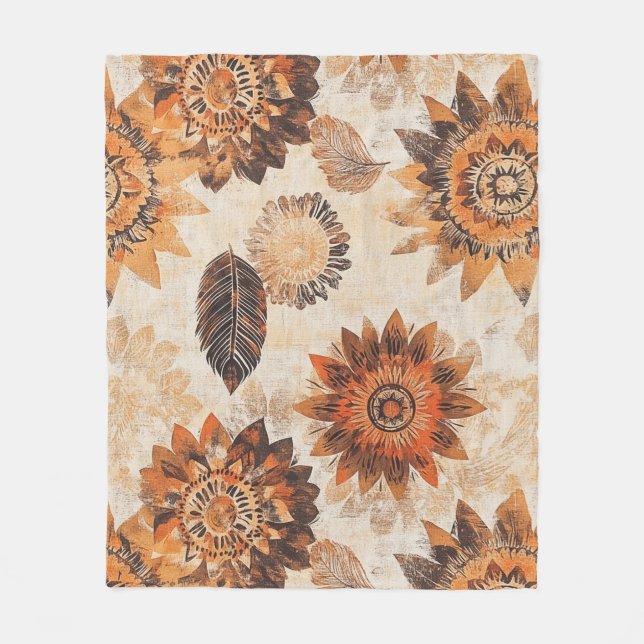 Earthy Autumn Mandala Fleecedecke (Vorderseite)
