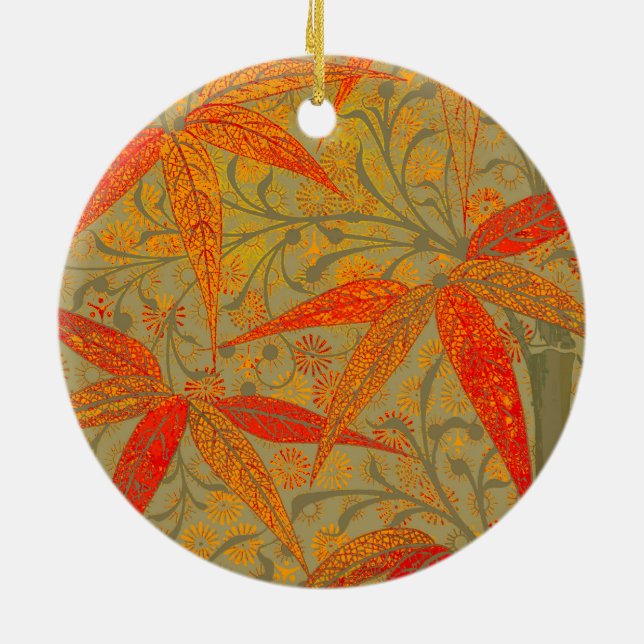 Earthy Bamboo Art Print Orange Keramikornament (Hinten)