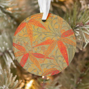 Earthy Bamboo Art Print Orange Ornament