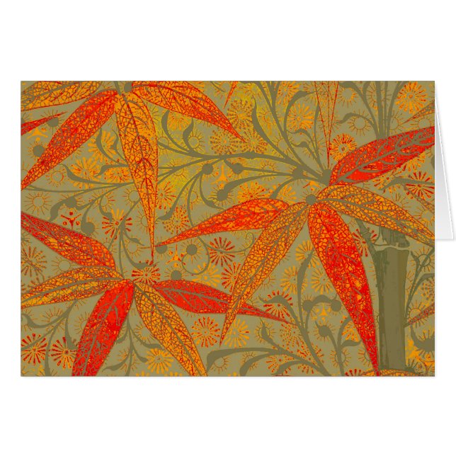 Earthy Bamboo Art Vintag Print Orange (Vorderseite (Horizontal))