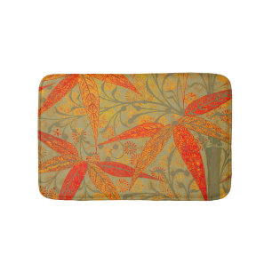 Earthy Bamboo Art Vintag Print Orange Badematte