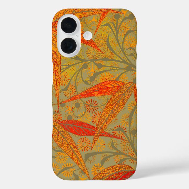 Earthy Bamboo Art Vintag Print Orange Case-Mate iPhone Hülle (Rückseite)