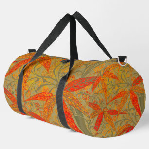 Earthy Bamboo Art Vintag Print Orange Duffle Bag