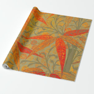 Earthy Bamboo Art Vintag Print Orange Geschenkpapier
