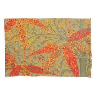 Earthy Bamboo Art Vintag Print Orange Kissenbezug