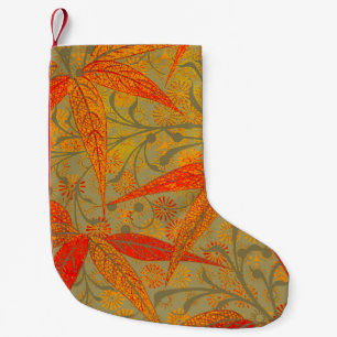 Earthy Bamboo Art Vintag Print Orange Kleiner Weihnachtsstrumpf