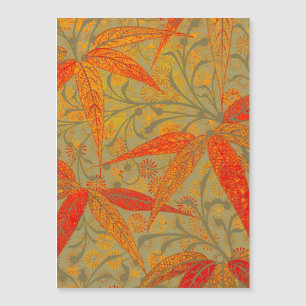 Earthy Bamboo Art Vintag Print Orange Magnetkarte