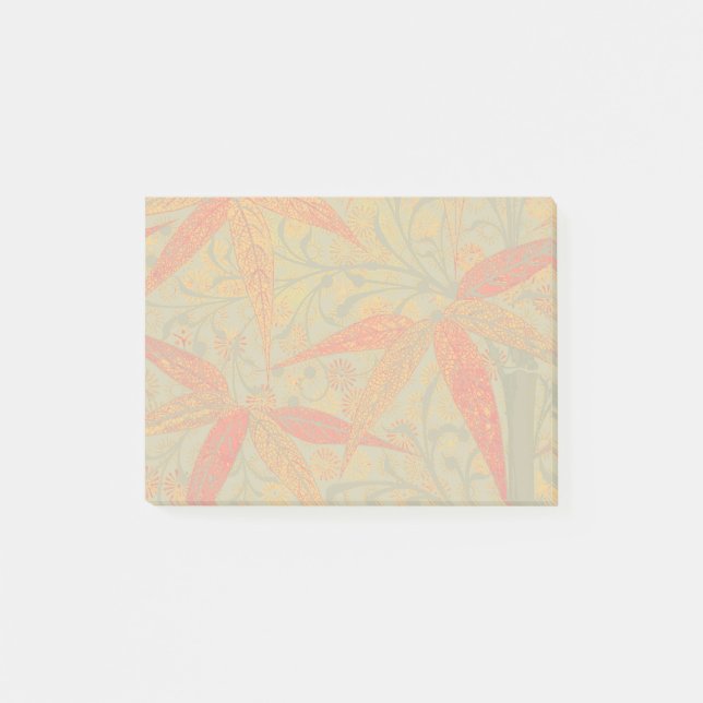 Earthy Bamboo Art Vintag Print Orange Post-it Klebezettel (Vorderseite)