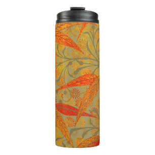 Earthy Bamboo Art Vintag Print Orange Thermosbecher