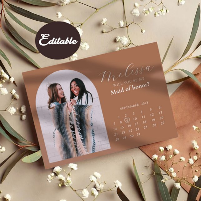 Earthy Beautiful Arch Bridesmaid Vorschlag Card Einladung (Von Creator hochgeladen)
