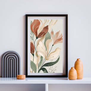 Earthy Bloom - Abstrakte botanische Mauer Art IV Poster