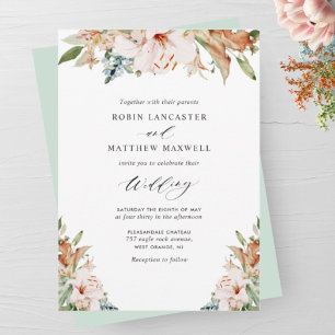 Earthy Blooms and Sage Green Elegant Wedding Invit Einladung