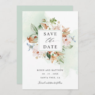 Earthy Blooms and Sage Green Floral Wedding Rett T Save The Date