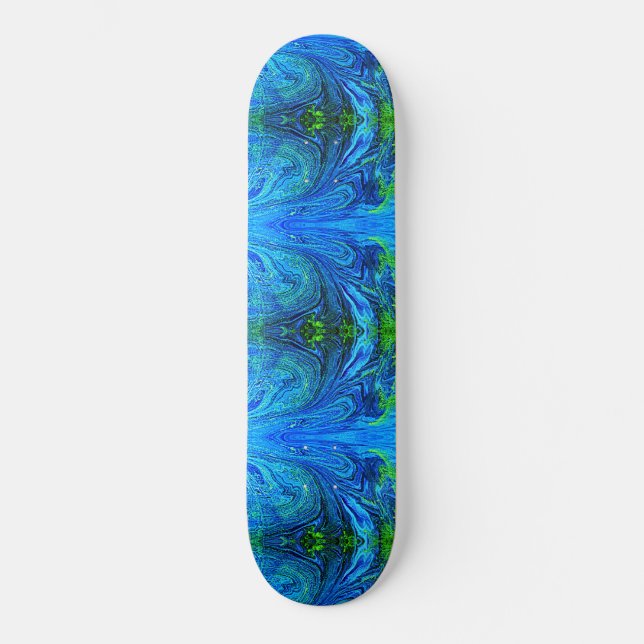 Earthy Blue Green Abstrakt Skateboard (Vorderseite)