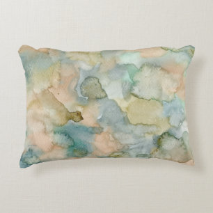 Earthy Blue Green Abstrakt Watercolor Dekokissen