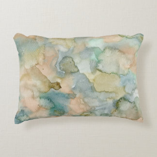 Earthy Blue Green Abstrakt Watercolor Dekokissen