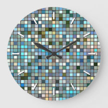 Earthy Blue Square Tiles Pattern