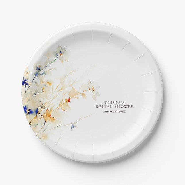 Earthy Blume Elegant Minimalistisch Pappteller (Vorderseite)