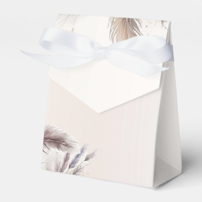 Earthy Bohemisch Floral Feathers Wedding Geschenkschachtel (Vorderseite)