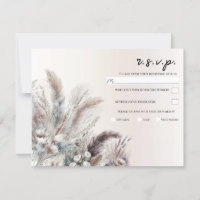Earthy Bohemisch Floral Feathers Wedding RSVP