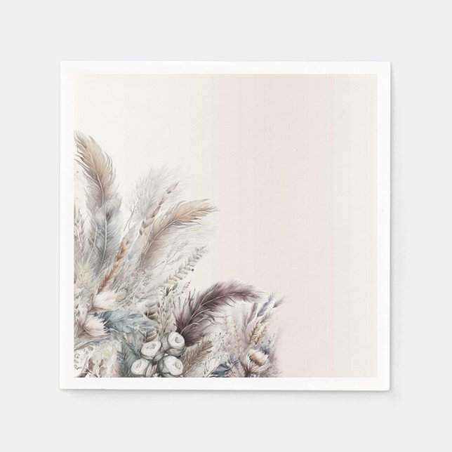 Earthy Bohemisch Floral Feathers Wedding Serviette (Vorderseite)