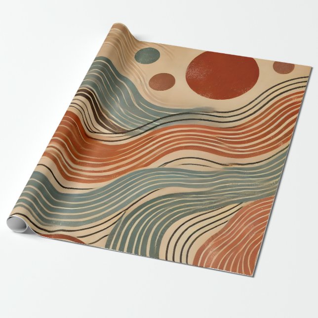 Earthy Boho Abstrakt in Terracotta Tones Geschenkpapier (Ungerollt)