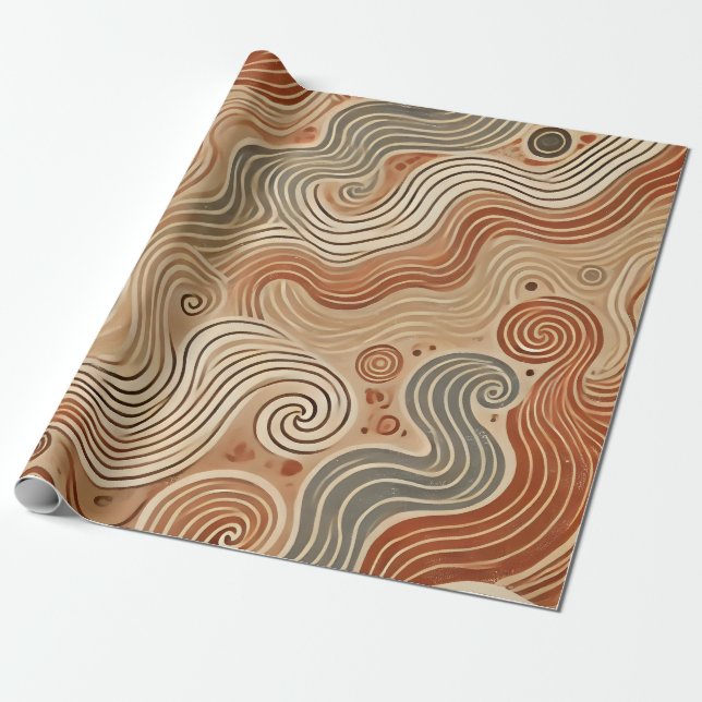 Earthy Boho Abstrakt in Terracotta Tones Geschenkpapier (Ungerollt)