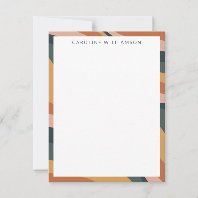 Earthy Boho Abstrakt Lines Terracotta Personalisie Mitteilungskarte (Vorderseite)