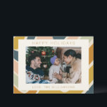 Earthy Boho Abstrakt Swirl Pastel Custom Foto Feiertagskarte<br><div class="desc">Earthy Boho Abstrakt Wavy Swirt Lines in Pastels Custom Foto Holiday Card</div>