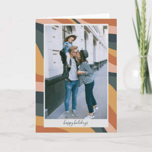 Earthy Boho Abstrakt Wavy Lines Terracotta Foto Feiertagskarte