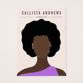 Earthy Boho Black Hair Girl Earring Necklace Card