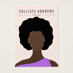 Earthy Boho Black Hair Girl Earring Necklace Card