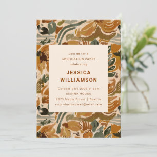 Earthy Boho Botanical Elegant Graduation Party Einladung