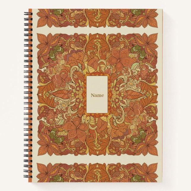 Earthy Boho Burnt Orange Mandalas Journal Notizbuch (Vorderseite)