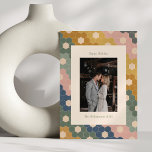 Earthy Boho Chic Vintag Modern Wedding Foto Feiertagskarte<br><div class="desc">Earthy Boho Chic Vintag Modern Foto Holiday Card in Grün,  Gold,  Blau und Rosa</div>