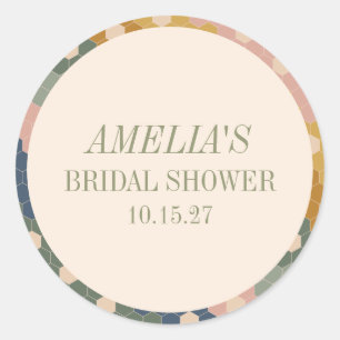 Earthy Boho Chic Vintage Benutzerdefinierte Bridal Runder Aufkleber