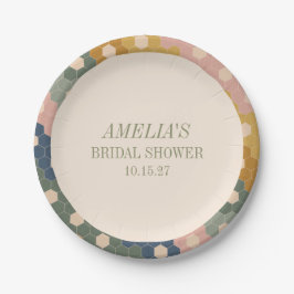 Earthy Boho Chic Vintage Custom Bridal Shower Pappteller