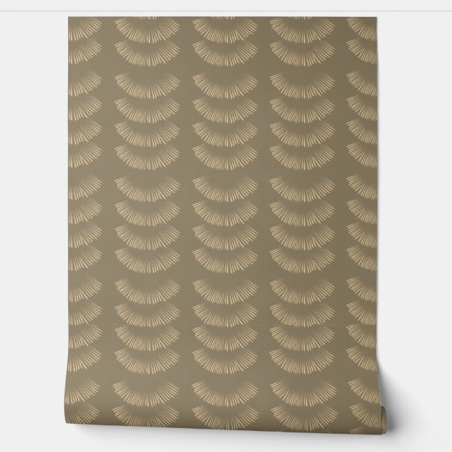 Earthy Boho Feathered Pattern Sepia Tapete (Abrollen)