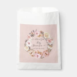 Earthy Boho Floral Blush Pink Baby Girl Dusche Geschenktütchen