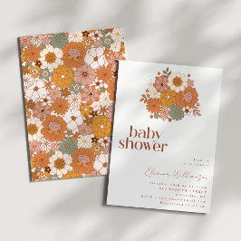 Earthy Boho Floral Niedlich Simple Baby Dusche Einladung